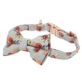 thumbnail image 3 of Collar de pajarita para perro, de algodón, ajustable, con estampado de flores, para gato, con hebilla en D para perros y gatos, flor verde L, 3 of 5