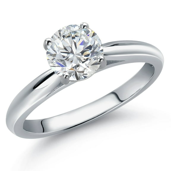 Gem Stone King 10K White Gold IGI Certified Lab Grown Diamond Solitaire Engagement Ring for Women | 0.75 Cttw | E-F Color | VS1- VS2 Clarity | Size 8.5