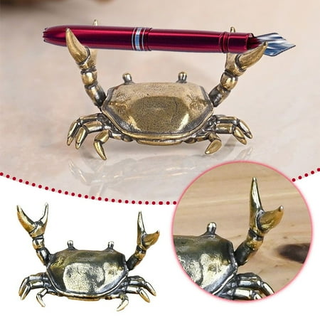 

Creative Old Weightlifting Crab Small Ornaments Brass Crab Gift For Crab Lovers Vintage Crab Desktop Tea Table Cover Desk Creative Pen Rest Crafts