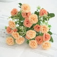 thumbnail image 3 of Flor de clavel artificial oficina en casa decoración floral fiesta de boda tela de seda ramo de flores falsas, café ligero 4 Piezas Sweethay HA6616-05B*4, 3 of 5