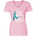 thumbnail image 3 of Inktastic Ovarian Cancer Awareness Brave and Strong with Arrows Women's V-Neck T-Shirt, 3 of 5