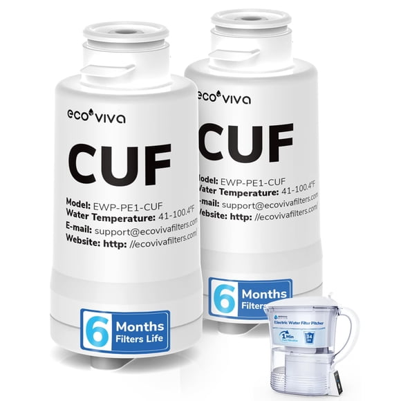 Repuesto de filtro de agua Ecoviva Water EWP-PE1 CUF, paquete de 2
