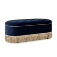 thumbnail image 2 of Melinda 48.5" Oval Tufted Bullion Fringe Storage Bench, Dark Navy Blue Performance Velvet, 2 of 12