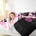 thumbnail image 4 of Feelyou Romantic Butterfly Kids Bedding Comforter Set, Black Pink Leopard Print Twin Comforter Sets, Modern Fashion Reversible Bedding Set, Breathable Home Decor, 2 Pieces, 4 of 8