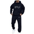 thumbnail image 3 of VBTAPA Men's Tracksuits 2Pcs Set Casual Sports Outfits Hoodies Sweatshirt with Sweatpants Sweatsuits Set Hip Hop Streetwear Limited Time Sales of Today Dark Blue XXXL, 3 of 6