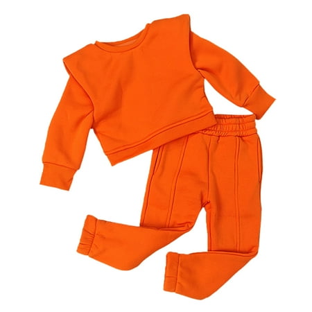 

Toddler Girls Outfit Kids Baby Boys Autumn Winter Solid Cotton Long Sleeve Hoodie Pullover Sweatshirt Set Clothes