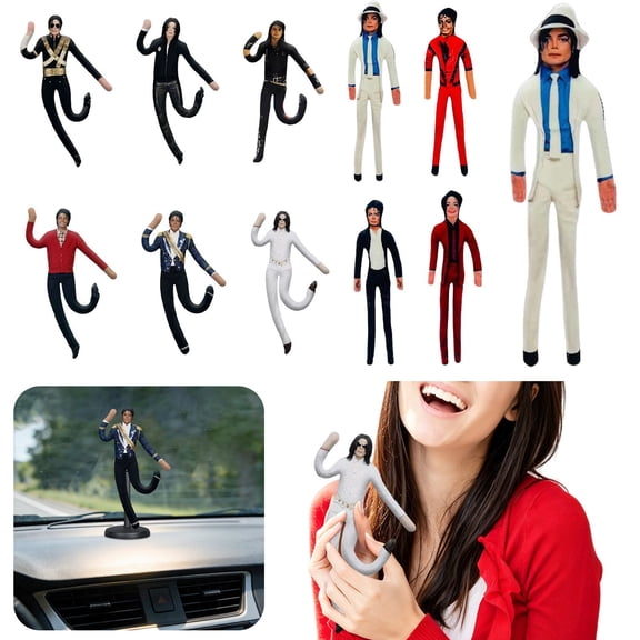 A Set Michael Plush Doll, Cute Pop Star Inspired Plush Doll - Soft Stuffed Collectible Figure, Unique Gift for Music Fans 11"