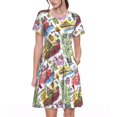 thumbnail image 1 of Bixox Robe d'Été à Manches Courtes pour Femmes Robe Ample Longueur Genou avec Poches-Repères Américains1, 1 of 7
