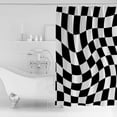 thumbnail image 3 of Hokiten Shower Curtain, Black and White Checkered Fabric Shower Curtains for Bathroom, Modern Irregular Geometric Bath Curtain Waterproof Bathtub Curtains with 12 Hooks, Extra Long 72" x 96", 3 of 7