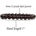 thumbnail image 2 of Natural AA Red Garnet Gemstone 8mm Round Beads Stretch Bracelet 7 Inch Unisex, 2 of 6