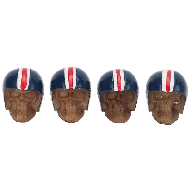 4pcs Car Tire Valve Stem Cap Cover Skull Shape Universal ABS Copper Rustproof for SUVs TrucksBlue