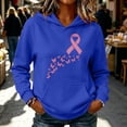thumbnail image 3 of Craaazy Breast Cancer Awareness Hoodies for Women Long Sleeve Tops, Pink Ribbon Butterfly Sunflower Printed Pullover Sweatshirt with Front Pocket for Fall Winter Daily Wear, 3 of 5