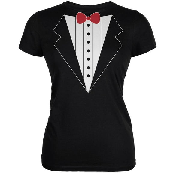 Tuxedo Costume Black Juniors Soft T-Shirt - X-Large