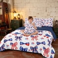 thumbnail image 3 of Manfei Watercolor Bow Stars Full Size Bedding Sets, USA Flag Stripe Full Size Bed in a Bag, Red Blue White, Navy Reversible 7pcs, 3 of 6
