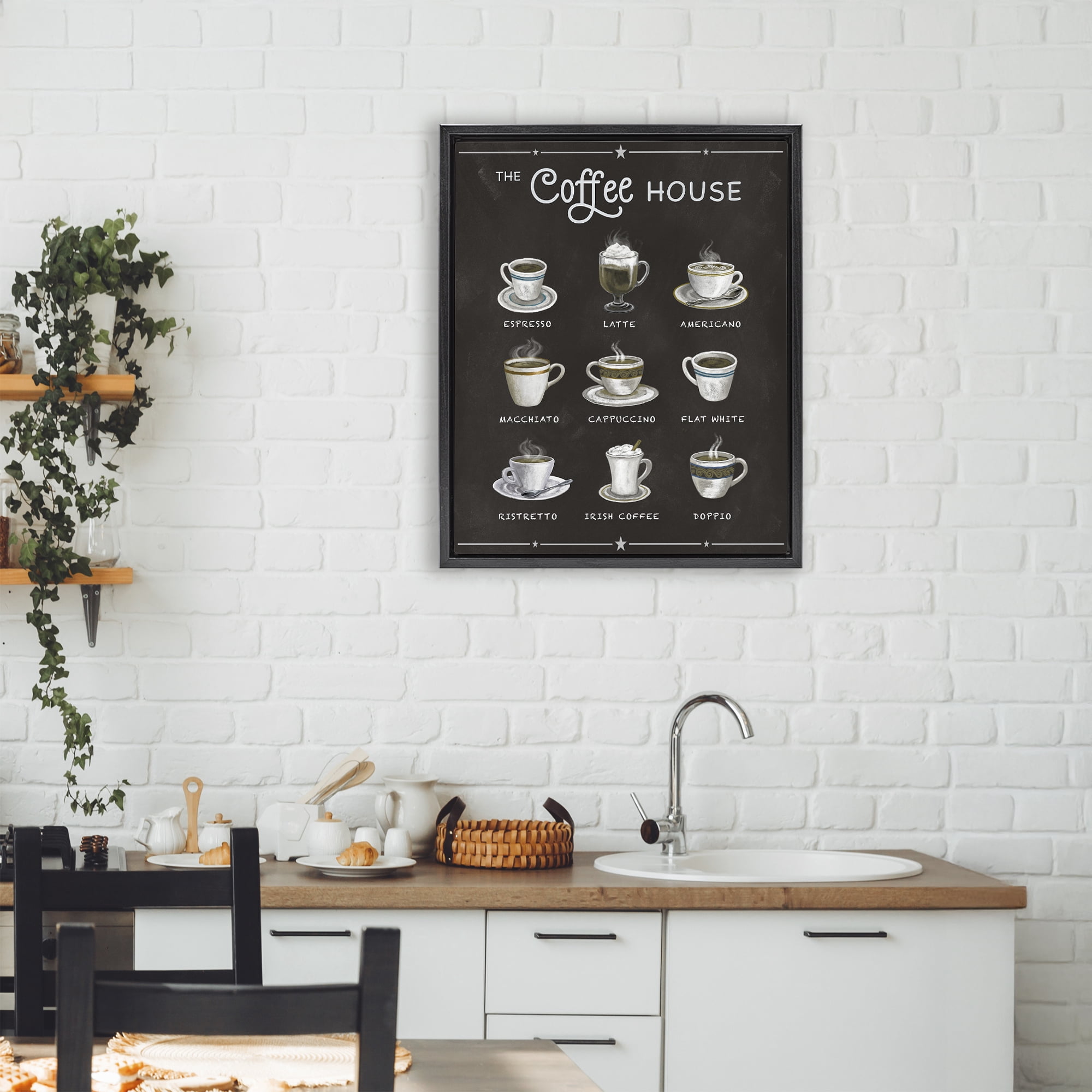 Stupell Industries The Coffee House Menu Black Framed Floater Canvas Wall Art, design by Conrad Knutsen