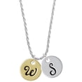 thumbnail image 1 of Delight Jewelry Goldtone Large Disc Letter - W - 3/4'' Silvertone Script Initial Disc - S - Charm Necklace, 20"+3", 1 of 4
