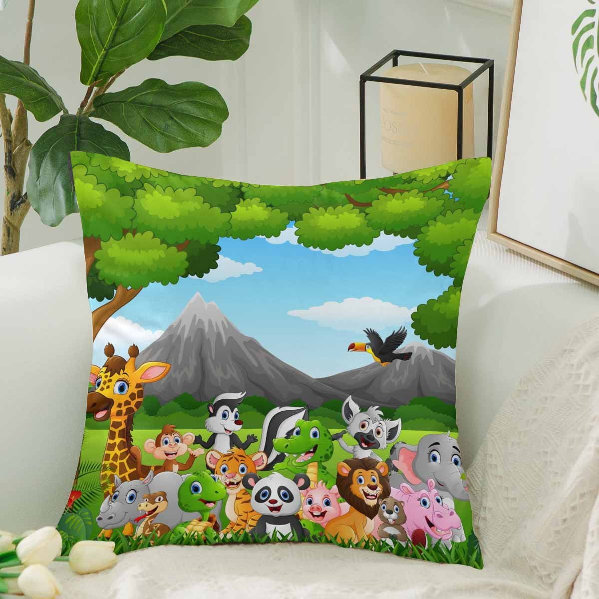YUSDECOR Wild Animal In The Jungle Throw Pillowcase Pillow Cover
