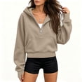 thumbnail image 6 of Vivianyo HD Women's Half‑Zip Cropped Hooded Sweatshirt, Kangaroo‑Pocket Hoodies For Women, Long‑Sleeve Pullover Top for Fitness Sessions and Casual Errands, Sizes S-2XL, 6 of 9