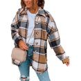 thumbnail image 1 of HSHDLDF Womens Casual Plaid Shacket Button Down Long Sleeve Shirt, 1 of 5