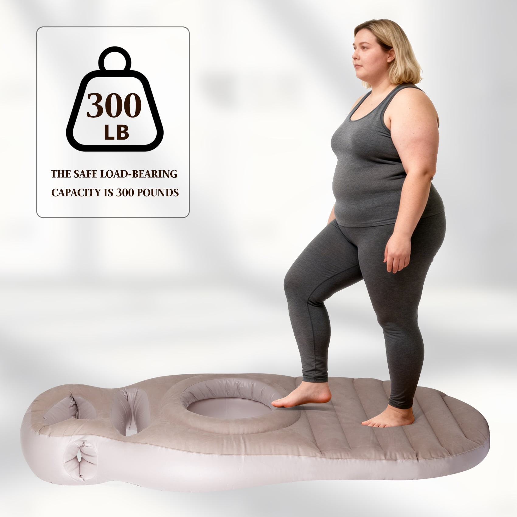 Inflatable Pregnancy Pillow for Stomach Sleeping Full Body Pregnancy Mattress with Belly Hole Maternity Airbed for Pregnant Women Back & Hip Pain Relief (Brown)