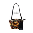 thumbnail image 4 of Lsque Sunflower Floral Butterfly Pattern Leather Rivet Shoulder Bag – Elegant Genuine Leather & Microfiber PU Crossbody with Detachable Adjustable Strap, 4 of 5