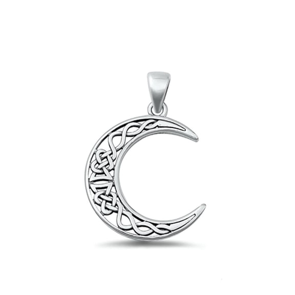 Sterling Silver Wholesale Celtic Moon Pendant High Polished Charm 925 New Jewelry Female Unisex