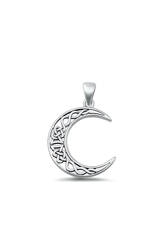Sterling Silver Wholesale Celtic Moon Pendant High Polished Charm 925 New Jewelry Female Unisex