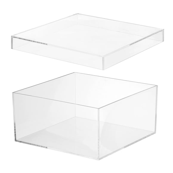 Uxcell Acrylic Box with Lid, Clear Acrylic Display Boxes Plastic Square Cube Containers Storage Organizer 7.87"x7.87"x3.94"