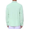 thumbnail image 3 of Men's Dress Shirt Casual Business Long Sleeve Button Down Shirts M Light Green, 3 of 6