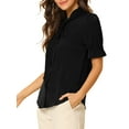 thumbnail image 5 of INSPIRE CHIC Women's Tie Neck Shirt Button Down Puff Sleeve Work Blouse XS Black, 5 of 7