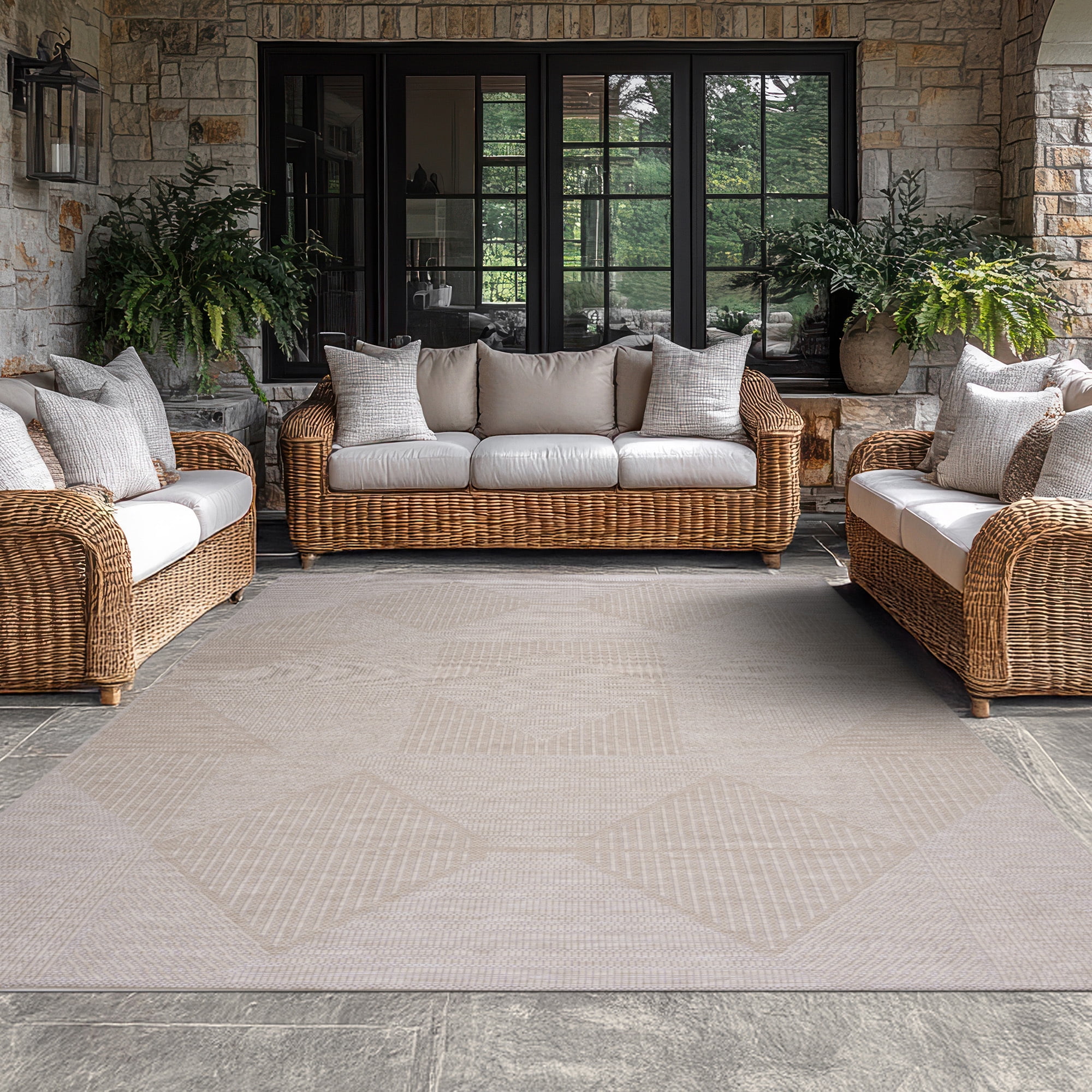 Bliss Rugs Bailey Transitional 5' x 7' Beige and Natural Indoor Outdoor Area Rug