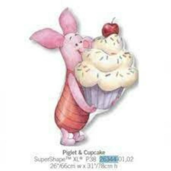 PIGLET BIRTHDAY CUPCAKE Balloon Large Shape Foil Mylar Balloon Party Supplies Decorations Foil Mylar Balloon