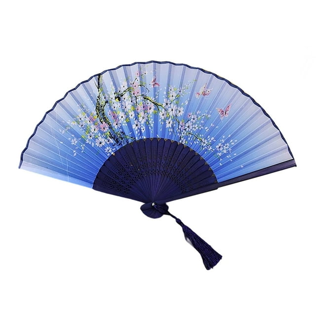 Handheld Paper Fan Set Chinese Ancient Style Decorative Room Living Room Dance Accessory Traditional Japanese Folding Fan With Polyester Fabric And Wooden Frame Mint Decorations for Wedding And Rose