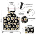 thumbnail image 3 of Black White Flower Pattern Apron-Garden Aprons for Women with Pockets-Cotton Linen Waterproof Kitchen Cooking Gardening Aprons Adjustable for Kitchen,Cooking,BBQ and Salon 33x27 Inch, 3 of 7