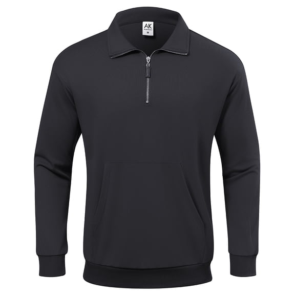 Men's Quarter Zip Pullover Casual Lightweight Sweatshirt with Long Sleeve Black
