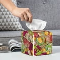 thumbnail image 5 of Goofa Colored Large Mushrooms and Leaves Tissue Box Cover PVC Leather Tissue Holder Square Facial Tissue Case Facial Paper Organizer Dispenser for Bathroom, Vanity Countertop, 5 of 8