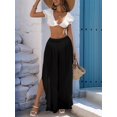 thumbnail image 5 of Womens Wide Leg Split Skirt Pants Boho Loose Palazzo with Elastic Waist Vacation Pants Black S, 5 of 8