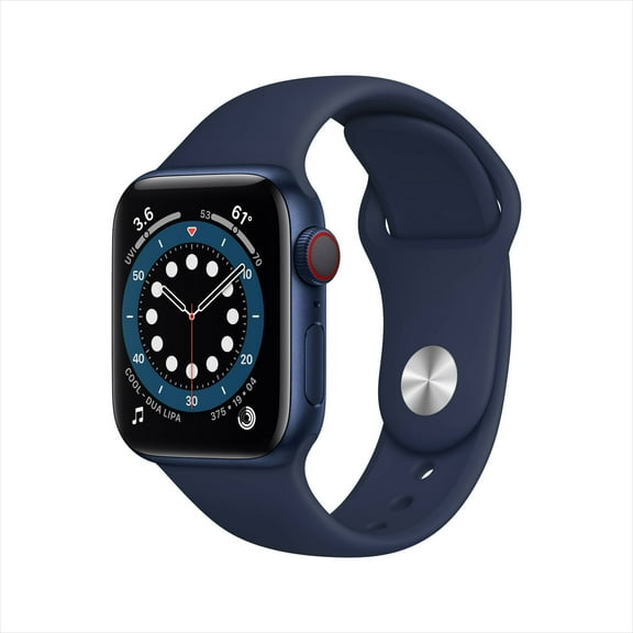Pre-Owned Apple Watch Series 6 (GPS Cellular 4G LTE, 40mm) - Blue Aluminum Case with Deep Navy Sport Band - Heavily Used
