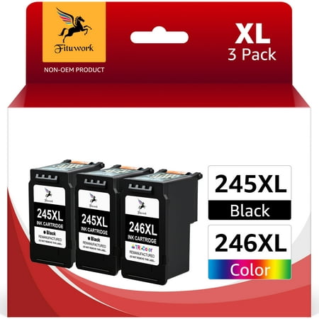 245XL Ink Cartridges for Canon ink 245 246 and Cannon 245 XL x 246XL Ink Cartridges for Canon PIXMA MG2522 TS3122 MX492 MX490 TR4500 TR4520 TS3322 Printer (3-Pack, Black, Tri-Color)