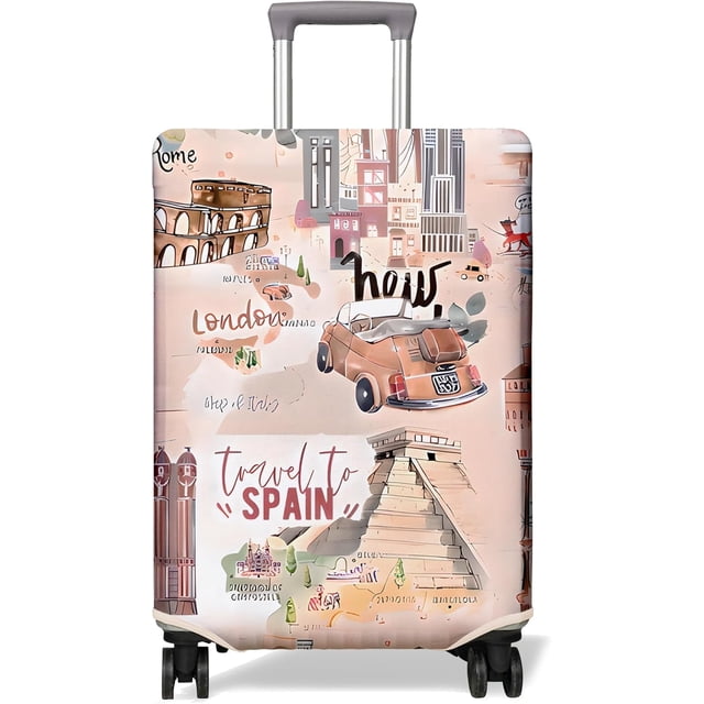 Travel Luggage Cover Suitcase Protector Fits 18-32 Inch Luggage Wheel Covers Patterned Travel Related Items Flower Luggage Protector Elastic Luggage Anti-scratch Suitcase Cover M