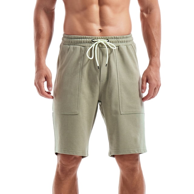Timegard Shorts Men Sweat Shorts Straight Leg Elastic Waist Loose Comfy Workout Shorts with Pockets