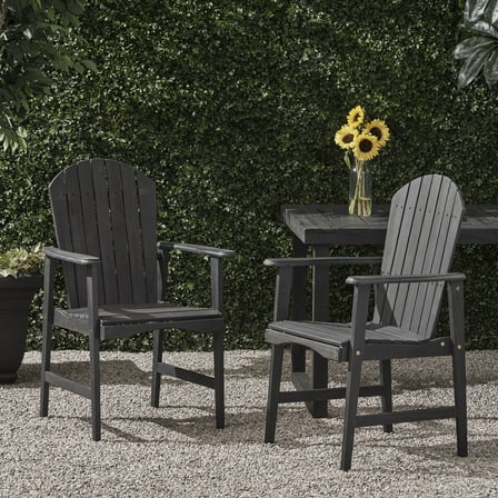 CoSoTower Outdoor Weather Resistant Acacia Wood Adirondack Dining Chairs , Set of 2, Dark Gray Finish