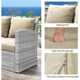 thumbnail image 6 of 4 Pieces Patio Conversation Set, Outdoor Furniture Set with Cushion, Outside Sectional Rattan Wicker Sofa  Furniture Set for Garden, Porch, Backyard, Khaki, 6 of 8