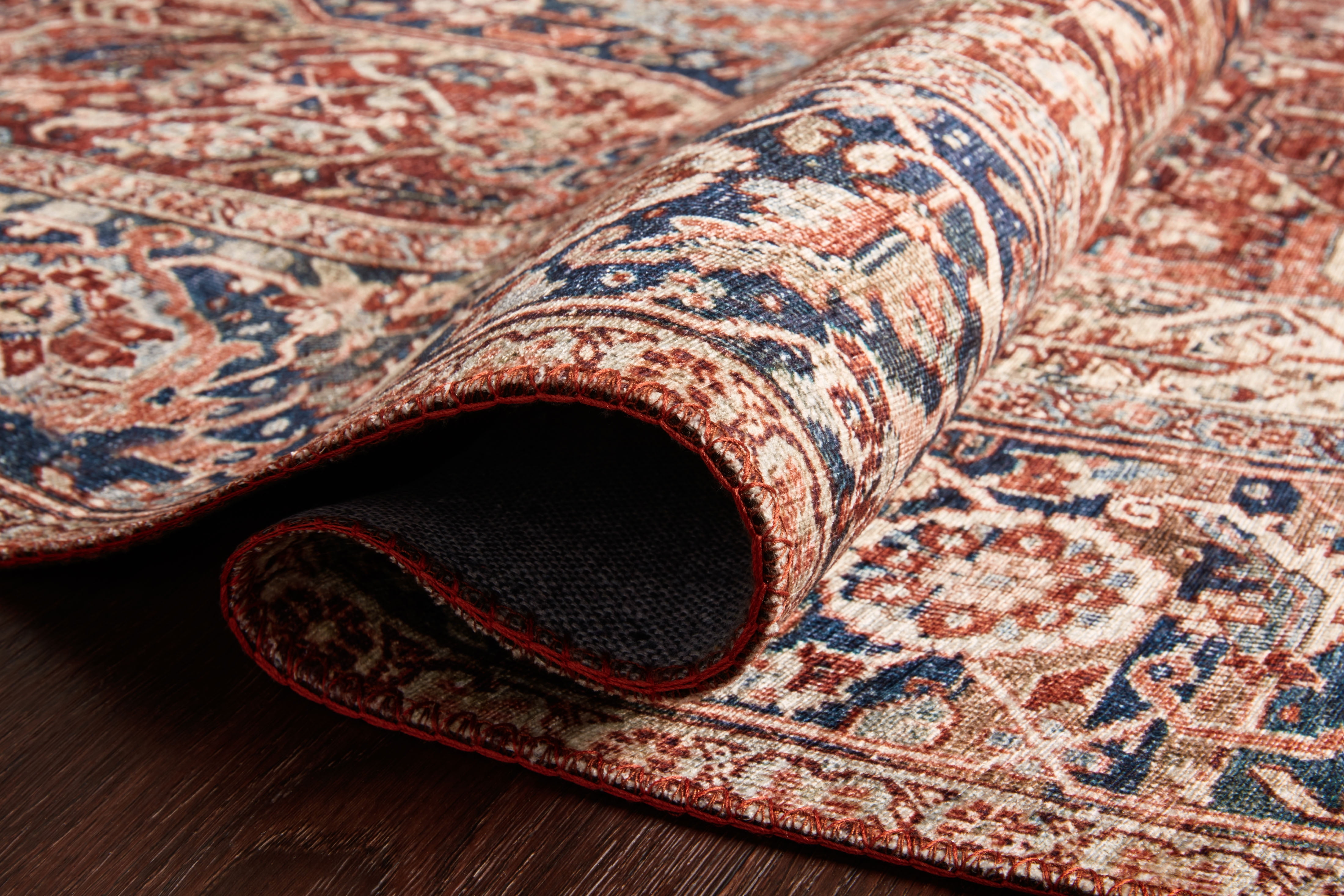 Loloi Layla Printed Oriental Distressed Red / Navy Area Rug
