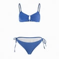 thumbnail image 5 of mgoYE Women Swimming Suits Women Two Piece Bathing Suits Push Up Bikini Set Halter Swimsuit Vintage Swimwear(Blue,L), 5 of 8
