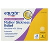 Equate Meclizine HCI 25mg Tablets for Motion Sickness and Nausea Relief, Less Drowsy, 8 Count