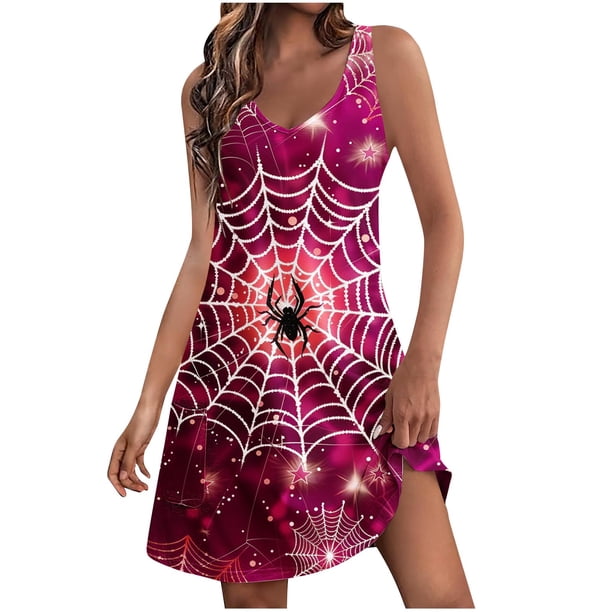Vestido de Verano para las Mujeres Impresión de la Moda Bolsillo sin Mangas Cuello en V, Vestido Casual para la Playa Y Diario