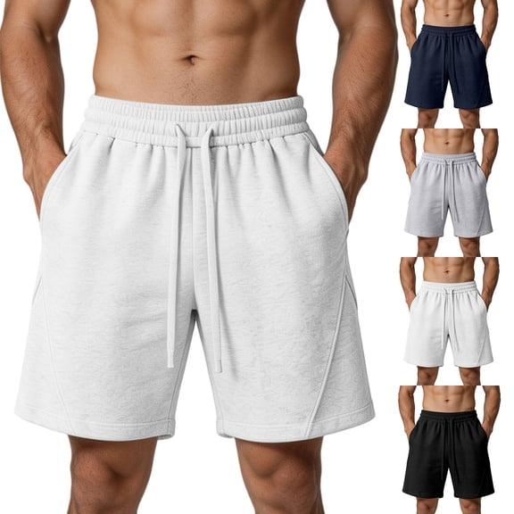 Jaunzuar Gym Shorts Men High Waisted Drawstring Golf Shorts Casual Running Workout Shorts with Pockets L