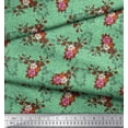 thumbnail image 2 of Soimoi Poly Georgette Fabric Leaves & Rose Floral Print Fabric by The Yard 52 Inch Wide, 2 of 3