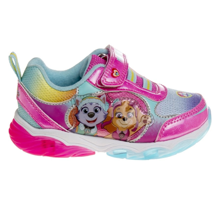 Nickelodeon Paw Patrol Toddler Girls Sneakers W 5 White Lights, Pink Blue, Size 8